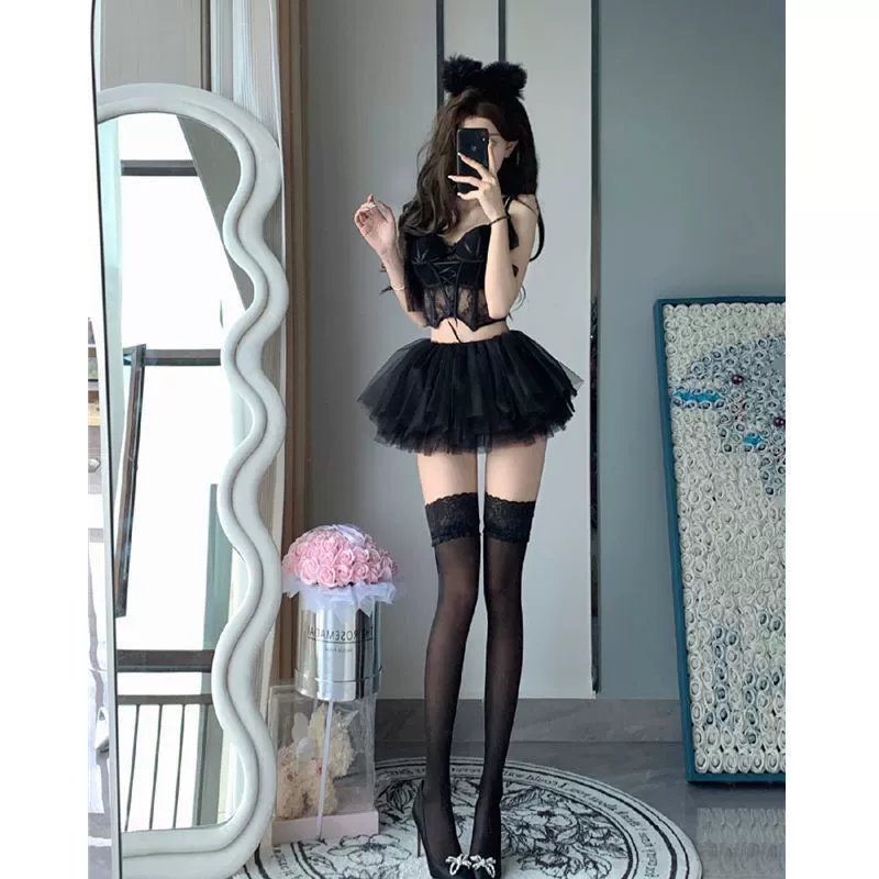 Новый сценический костюм DS, костюм для гого-танца/лидера, сексуальный джазовый танцевальный костюм для женщин, платье для выступлений с черным кружевом и пышной юбкой