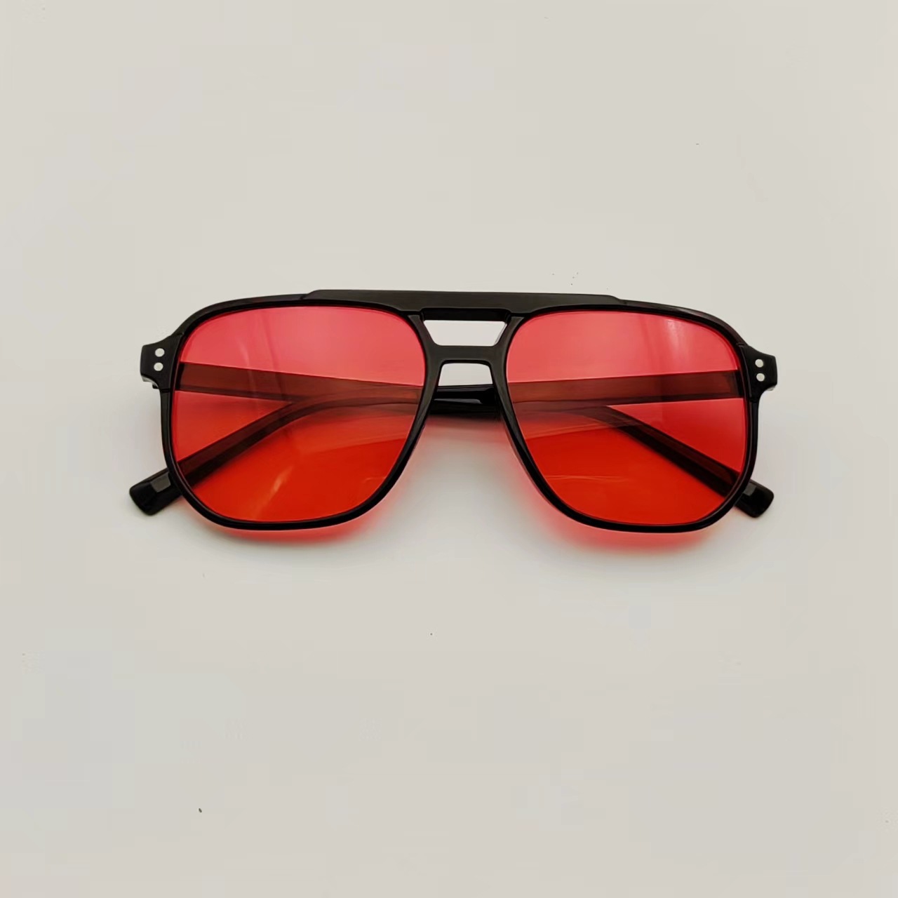 Gafas de sol vintage de doble puente, estilo transfronterizo, modernas y sencillas, con montura grande y lentes de estilo oceánico.