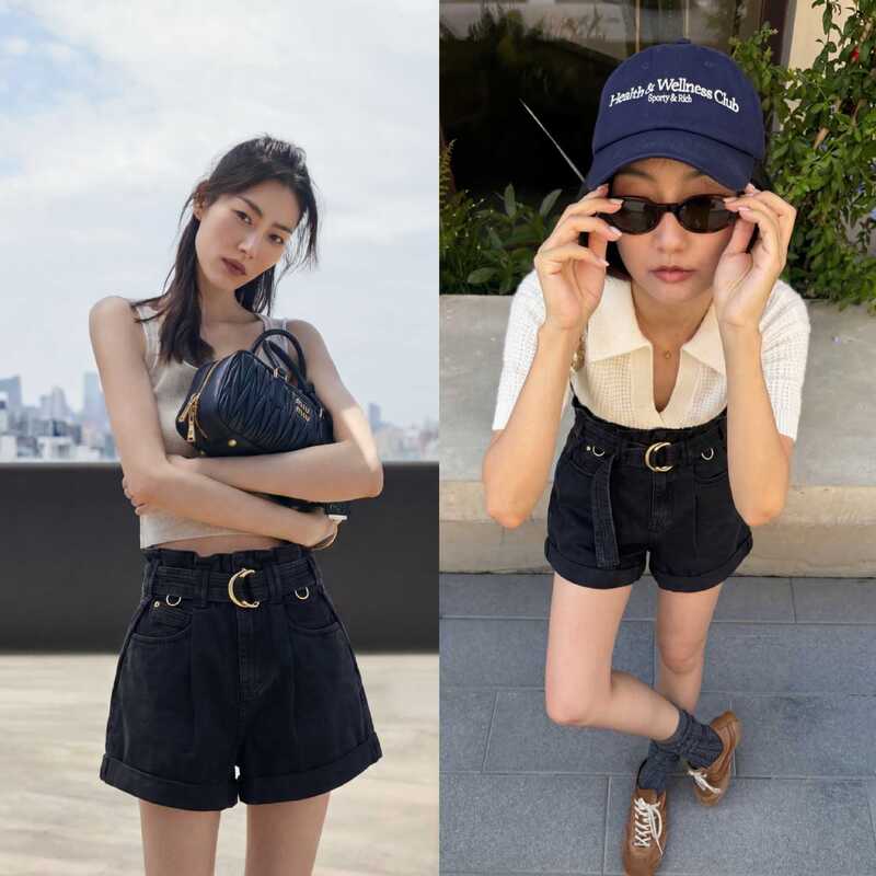 【Main Recommendation】Yuran 26 Spring/Summer New Collection Aj Runway High-Waisted Paper Bag Leg-Lengthening Denim Shorts