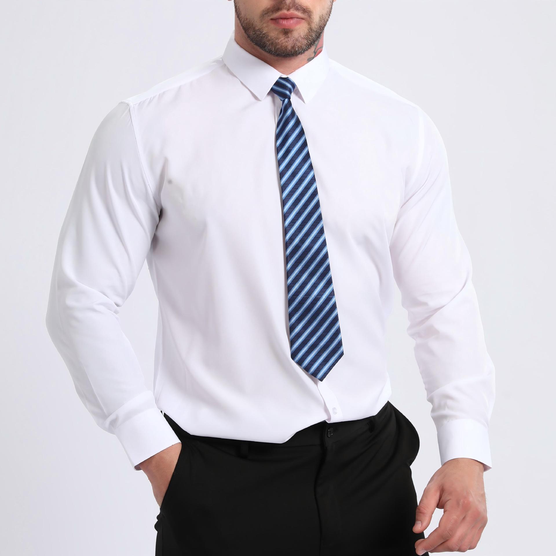 Cross-Border Sichuan-Lu'An Lightweight Stretchy Plus-Size Men's Shirt, Wrinkle-Resistant Non-Iron Shirt, Amazon Cardigan Long-Sleeve Shirt for Men