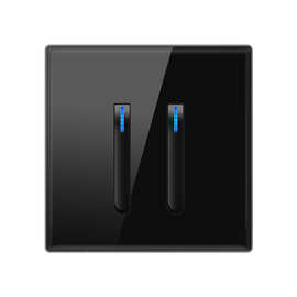 外贸琴键开关插座面板黑色钢化玻璃86型带LED灯个性化插座