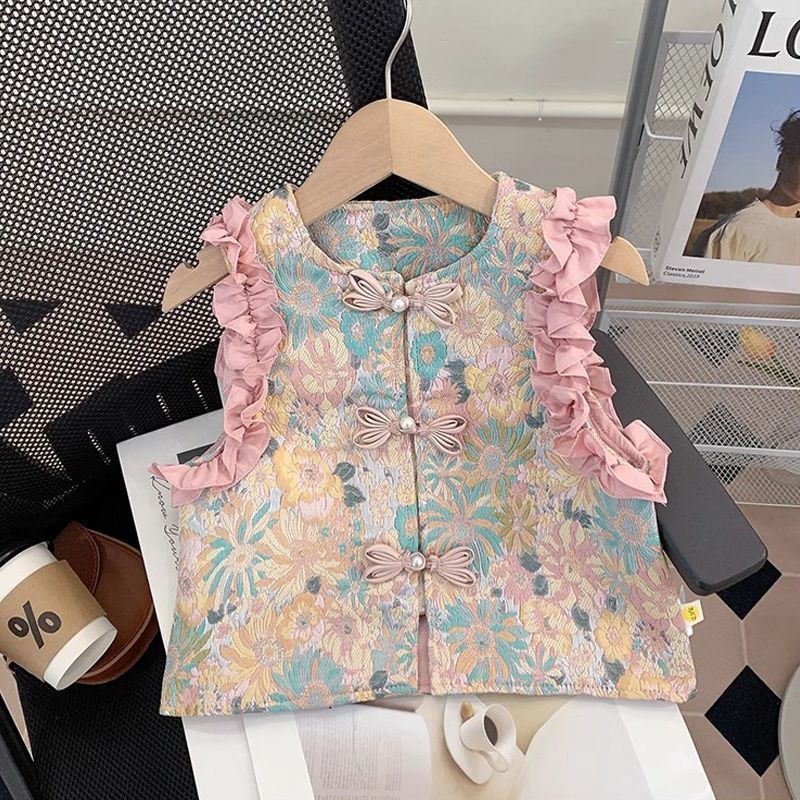 新中国式軽国風馬甲女2025年春新作バックル刺繍母レトロ馬挟み上着コート|undefined