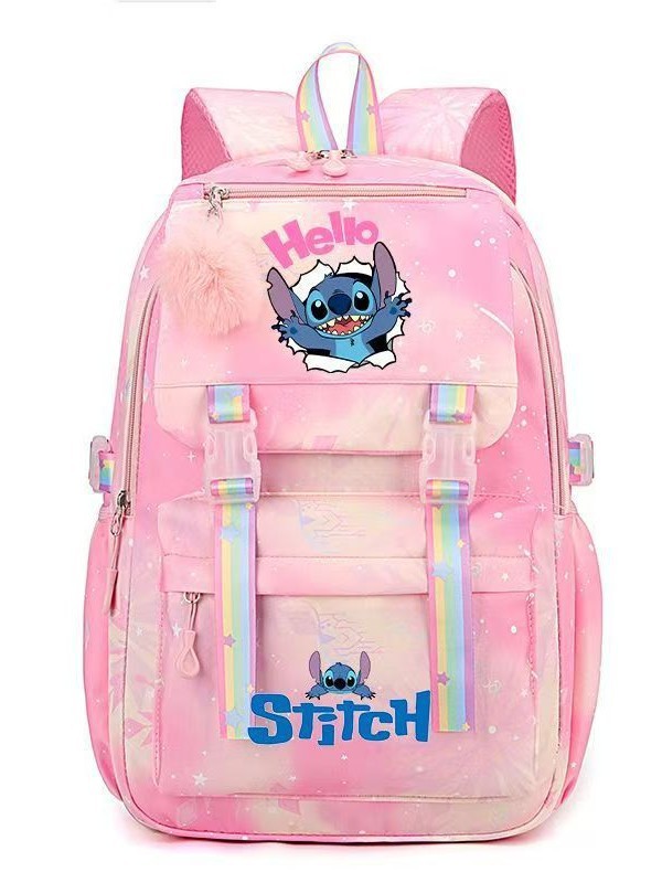 Nueva mochila escolar para estudiantes, mochila de gran capacidad para estudiantes de primaria y secundaria, impresión de dibujos animados, mochila ligera de ocio arcoíris