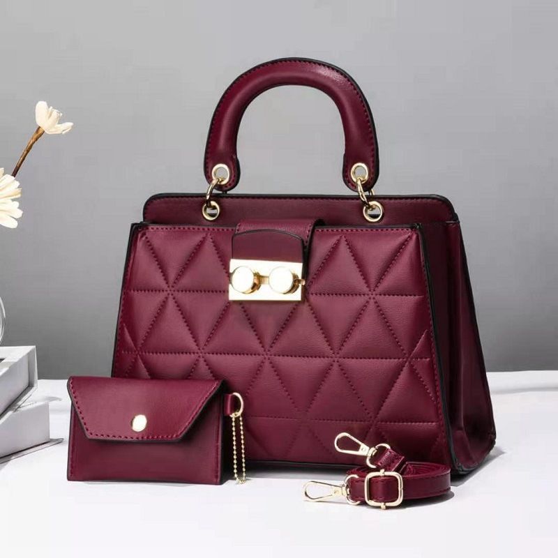 Women's Medium Pu Leather Geometric Solid Color Elegant Zipper Bag Sets display picture 6