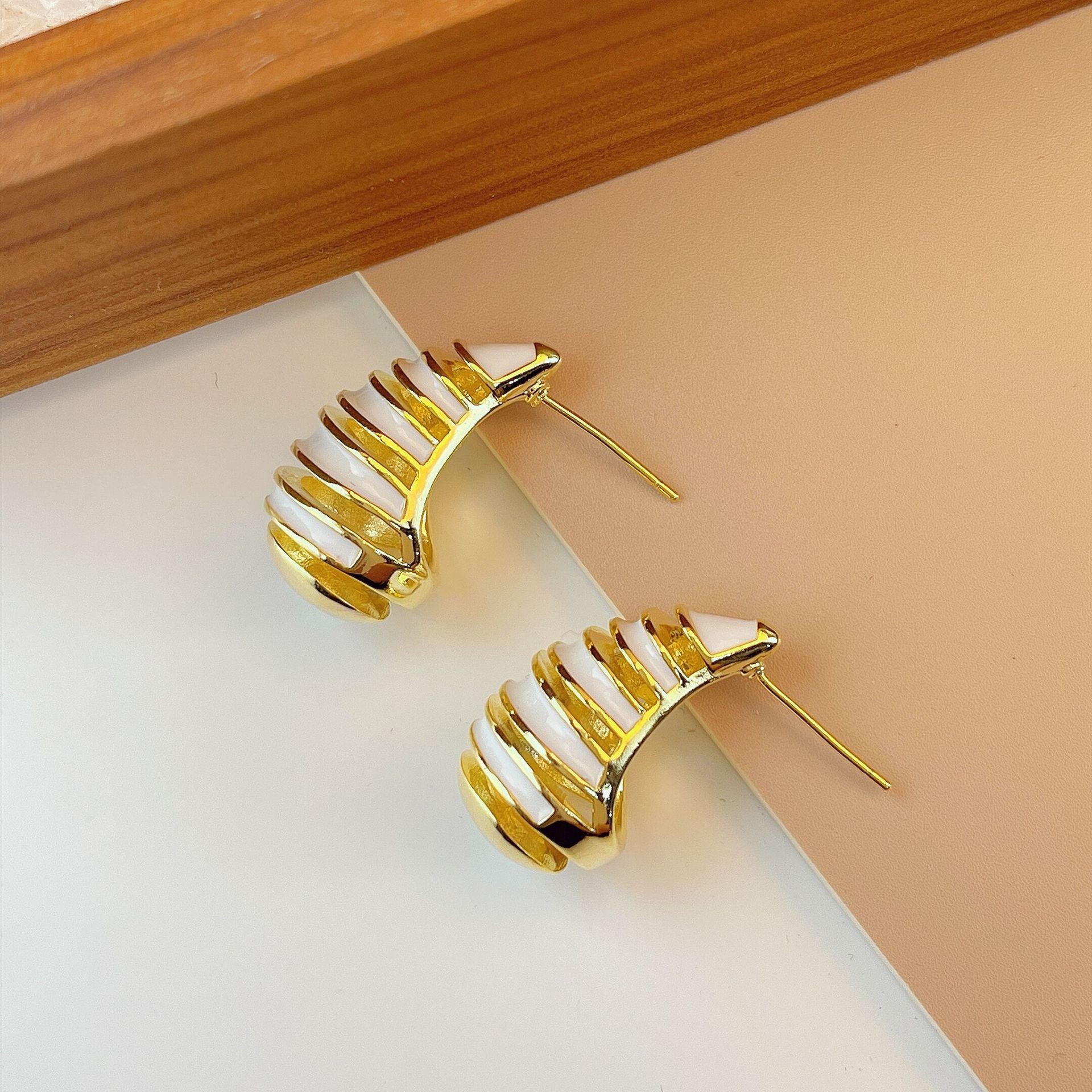 F7939 골드 페인팅 오일 드롭 귀걸이