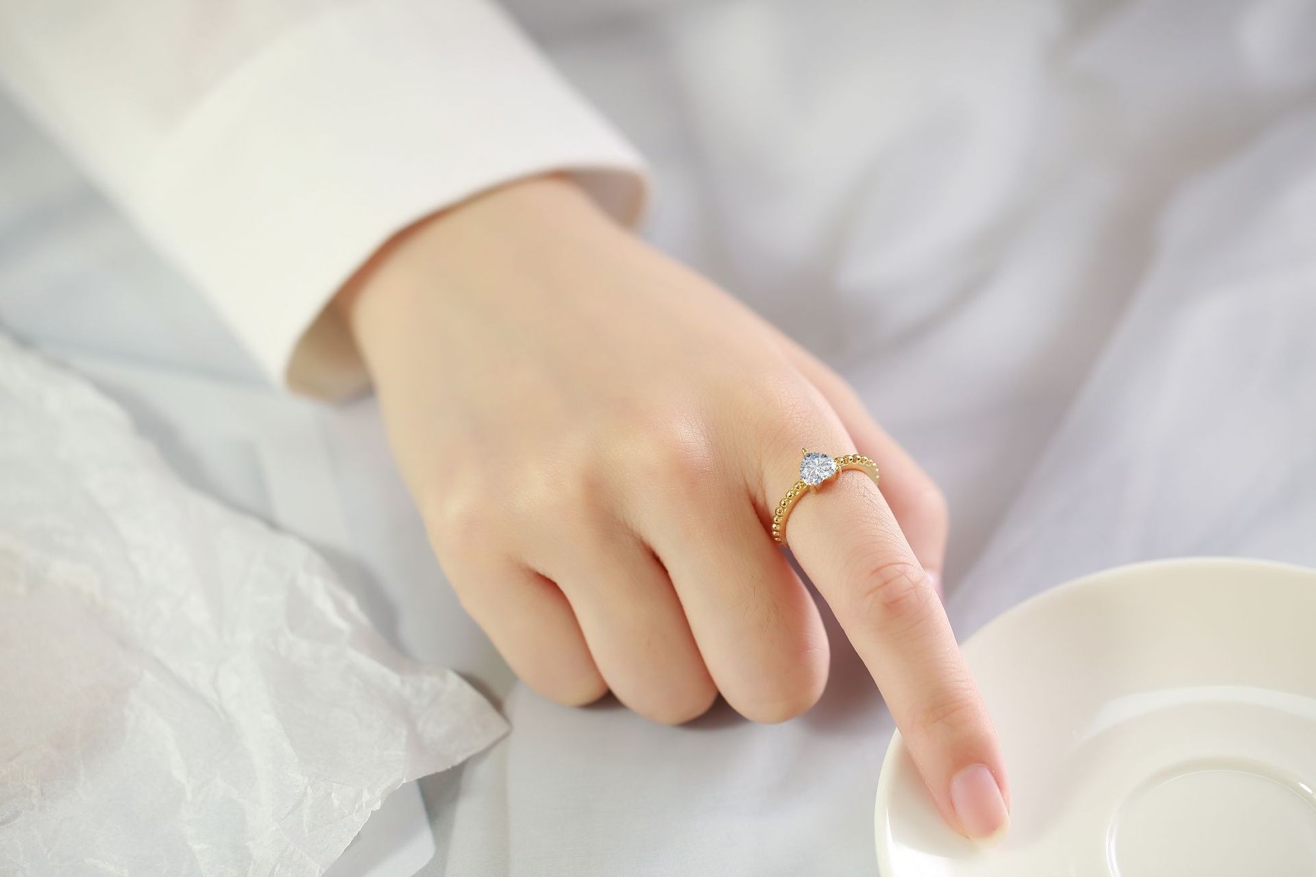 Simple Style Heart Shape Stainless Steel Rings Inlay Zircon Stainless Steel Rings display picture 7