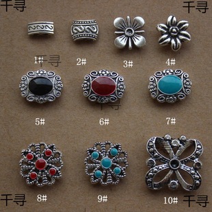 DIY jewelry accessories Tibetan silver double-hole S-shaped hand row accessories 3-hole beads drop oil double-layer bracelet material PJ014