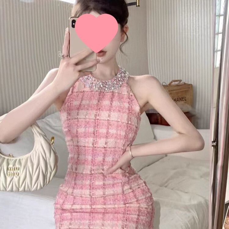 Shop Little Fragrance French Style Socialite Elegant Little Dress Autumn Women's Birthday Halter Dress