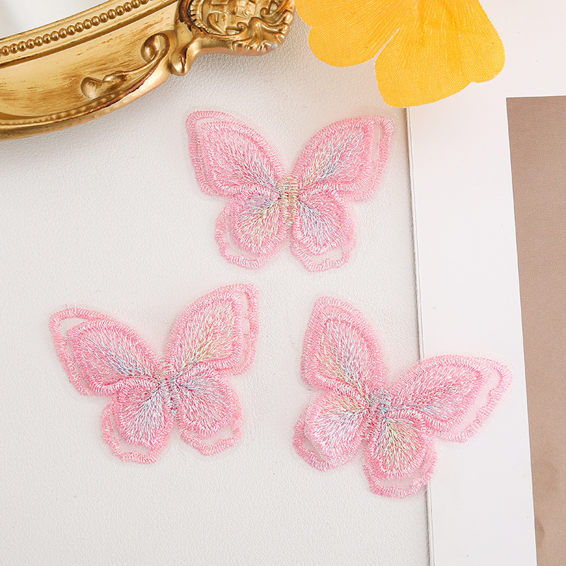 オーガンザ二層レース蝶 diy 手作り素材刺繍花ドレススカートパッチステッカー装飾|undefined
