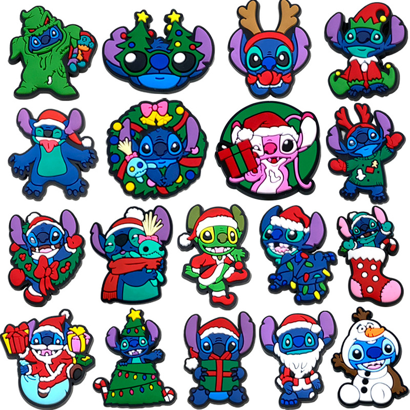 Cute Stitch Christmas Croc Shoes Accessories Shoe Flower Shoe Buckle DIY Fun Shoe Accessories Jewelry Decoration