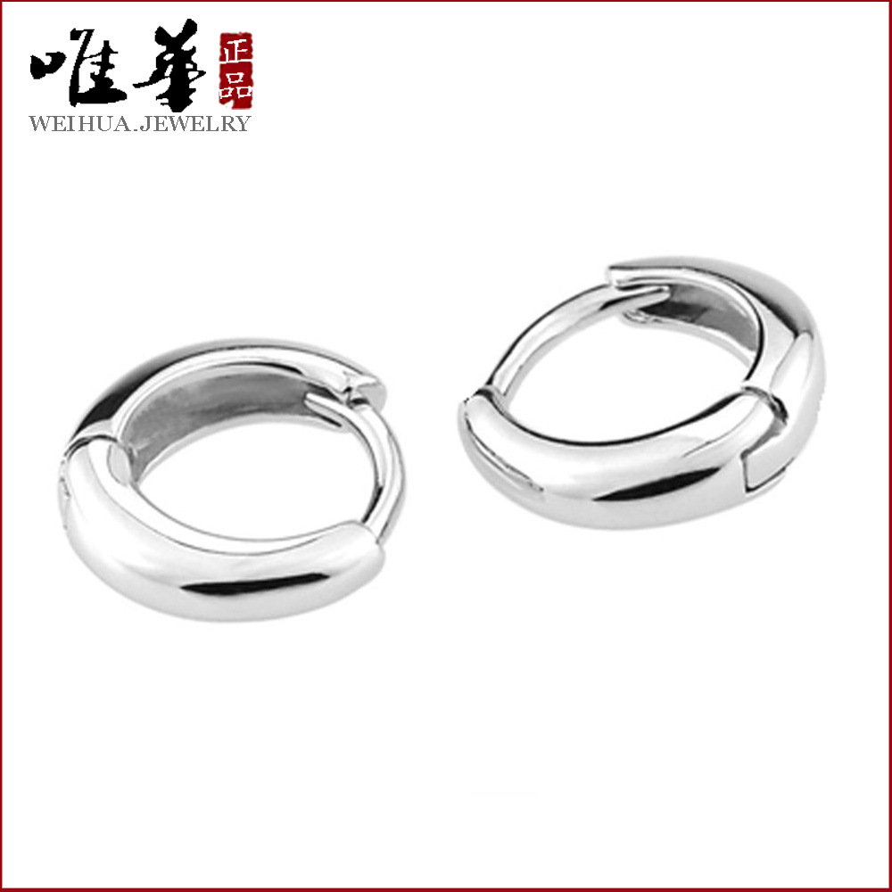 唯华 气质镀银耳钉银饰品女耳环韩国可爱光面耳扣耳圈耳饰品批发