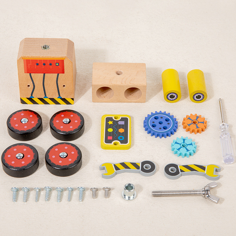 Educación temprana de madera Montessori multifuncional engranaje robot de ensamblaje entrenamiento práctico para niños habilidad lógica juguete educativo