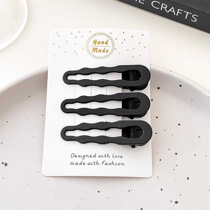 Youyou 2025 nueva horquilla negra, flequillo, clip de cabello roto en la frente, tocado lateral, pico de pato, palabra simple