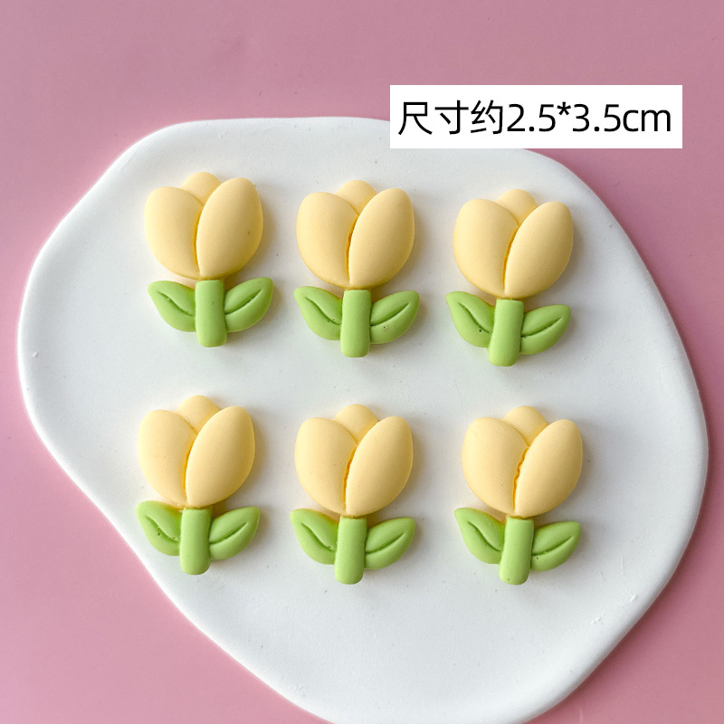 Auto Parts and Accessories, Aima Flower Stickers - frosted-tulip-creamy-yellow-6pcsfree-base-glue