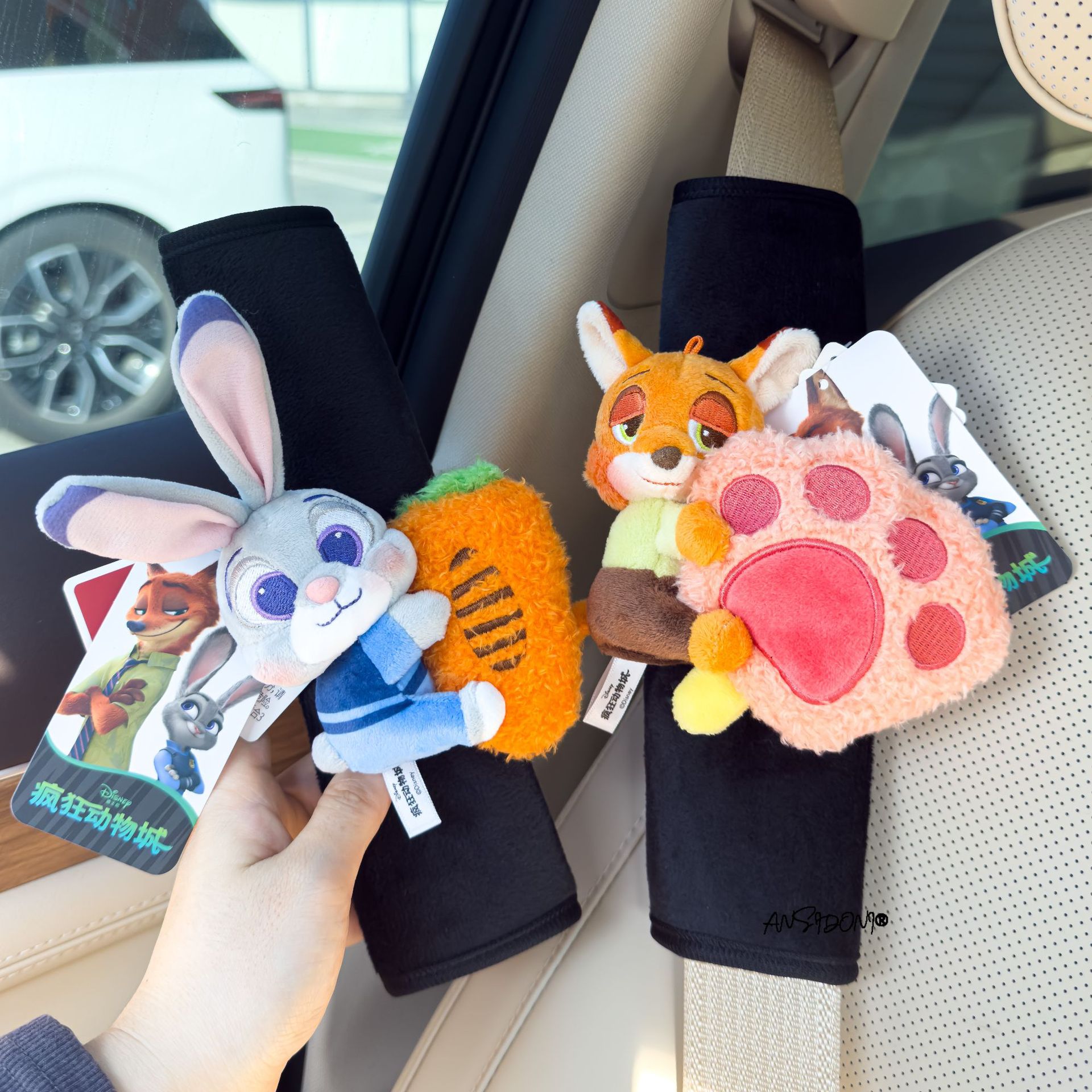 Official Zootopia Judy Nick Car Seatbelt Shoulder Pad Car Seatbelt Cover Car Interior Decoration