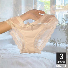 Private girl sexy lace white pure desire transparent milk silk briefs tempting ultra-thin underwear for students