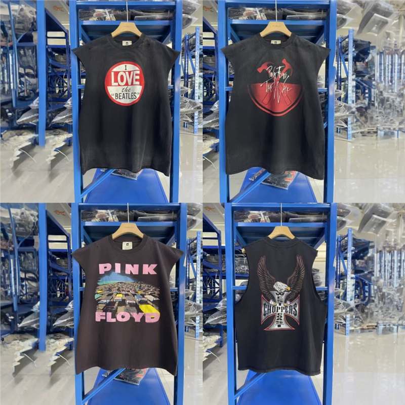 The Beatles the Beatles Pure Cotton Washed Distressed Vest European and American Trendy Brand T-Shirts for Men and Women