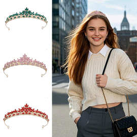 亚马逊欧美新娘皇冠发饰巴洛克王冠儿童生日皇冠水晶结婚头饰发箍