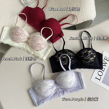 317性感蕾丝半杯无痕内衣套装舒适无钢圈加厚小胸侧收聚拢文胸罩