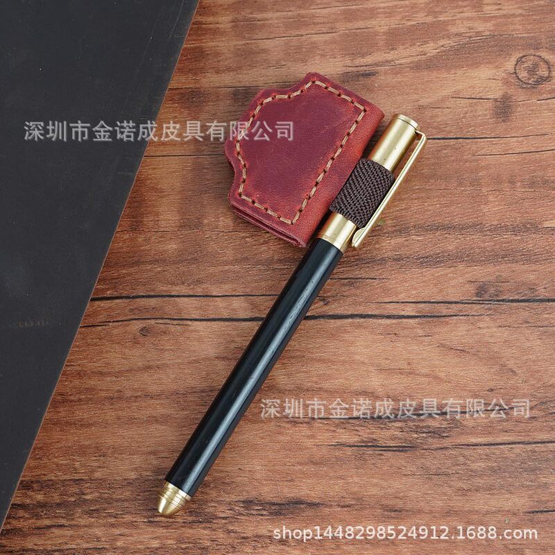磁吸笔夹 创意疯马皮磁性笔夹 手工磁性皮革笔夹复古磁吸笔插笔夹|undefined