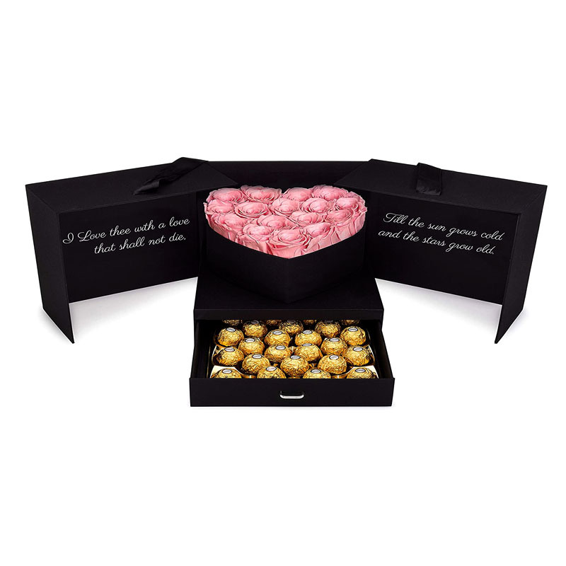 绸质心形鲜花礼盒圆形桃心礼品盒爱心礼物包装方形水果花盒圣诞盒