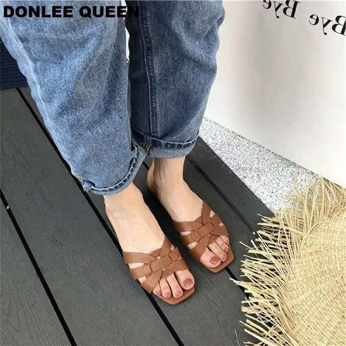 Fashionable foreign trade plus-size sandals for women,  new summer flat shoes, fairy toe Roman shoes, cool slides, Korean style