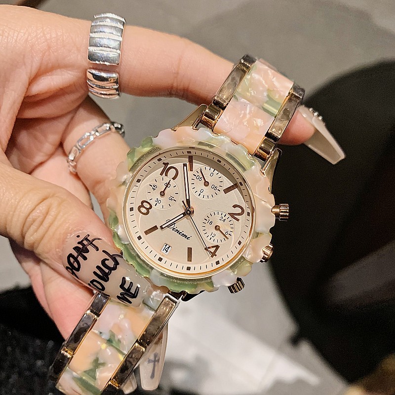 Timiny Modello in marmo colorato Cinturino per orologio alla moda Moda Internet Celebrity Digital Face Band Calendario Cinturino in acciaio Orologio da donna_voghion.com