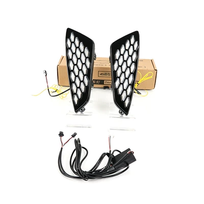 Suitable for Toyota 2021 Sienna, daytime running light, Sienna XSE (Gündüz işıqları) - three-colors-normal-white-light-turn-signal-yellow-light-ice-blue-left-and-right-one-set