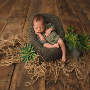 Newborn 100 days photography props handmade jute woven carpet mat basket handmade jute woven carpet mat photo rope