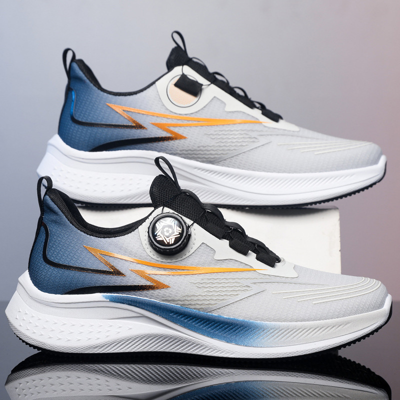 New Style Button-Up Men's Shoes, Mesh Breathable Men's Casual Sports Shoes, Trendy Versatile Running Shoes, Foreign Trade Wholesale Shoes
