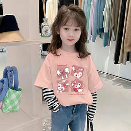 G2487#女童长袖t恤新款春秋季纯棉百搭打底衫上衣服儿童洋气T恤潮
