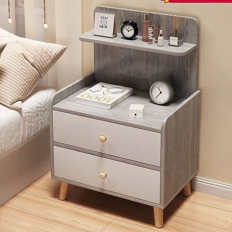 [piernas de madera sólida] mesa de cabezal de cama simple y moderna, pequeño armario de cama para alquiler de habitaciones, armario de almacenamiento simple