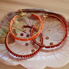 台湾红色海竹珊瑚编织手链手镯真品本命年礼物送人有机宝石高颜值