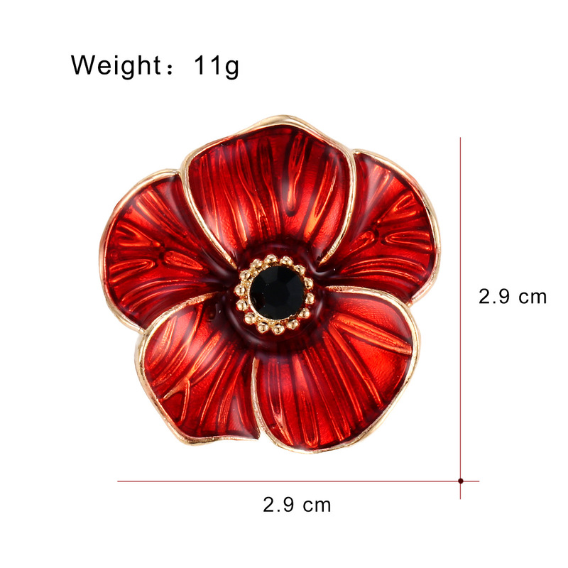 英国纪念罂粟花胸针 新品花朵滴油别针 英国国殇纪念胸花徽章|undefined