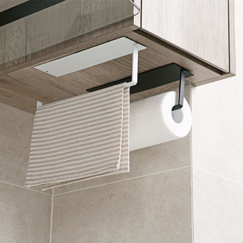 Transfronterizo de perforación libre de tejido titular de la cocina baño rollo titular gabinete montado en la pared de plástico estante de almacenamiento