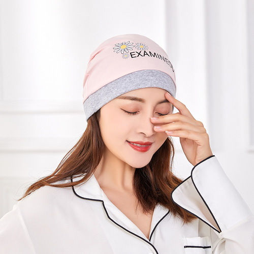 New style breathable cotton available for all seasons, maternity confinement scarf, fashionable and cute gray edge confinement hat and nightcap