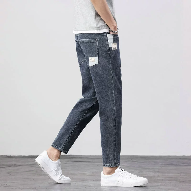 Повседневные маленькие прямые джинсы мужские 2024 летние тонкие свободные прямые светло-голубые стирание джинсы