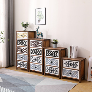 American Style Drawer Type Storage Cabinet Vintage Locker Pastoral Toy Clothes Multi-Layer Wooden Drawer Cabinet Creative Bedside Cabinet