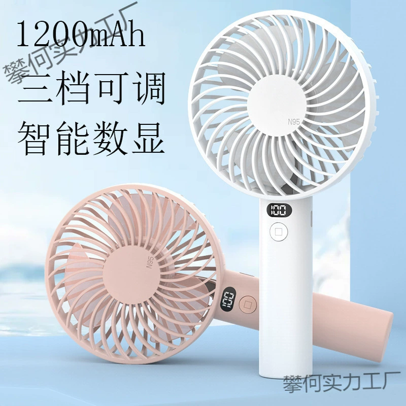 Портативный мини-вентилятор с цифровым дисплеем, перезаряжаемый, для улицы, новый, трансграничный
