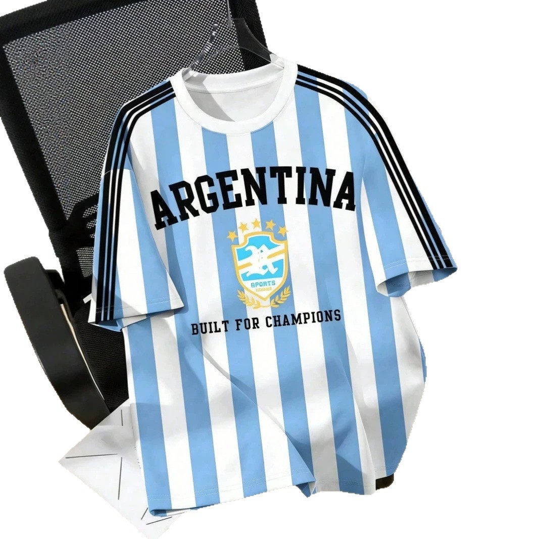 Camisetas de fútbol argentinas con letras y rayas impresas en Argentina Ideal para los aficionados al fútbol