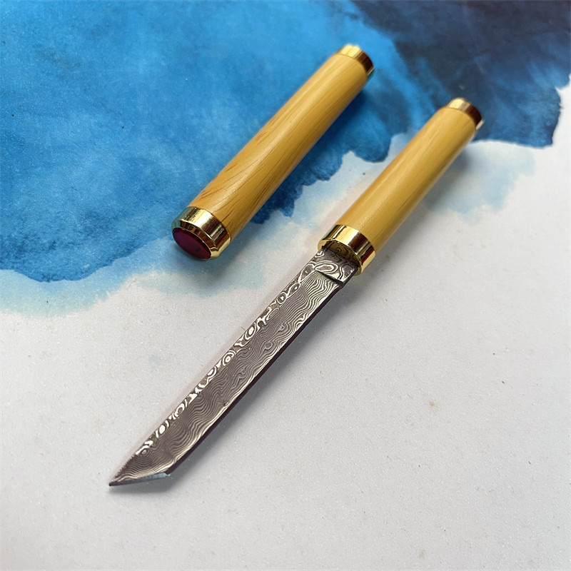 Pluma mágica Damasco cuchillo afilado de alta dureza cuchillo portátil cuchillo de fruta mini cuchillo al aire libre