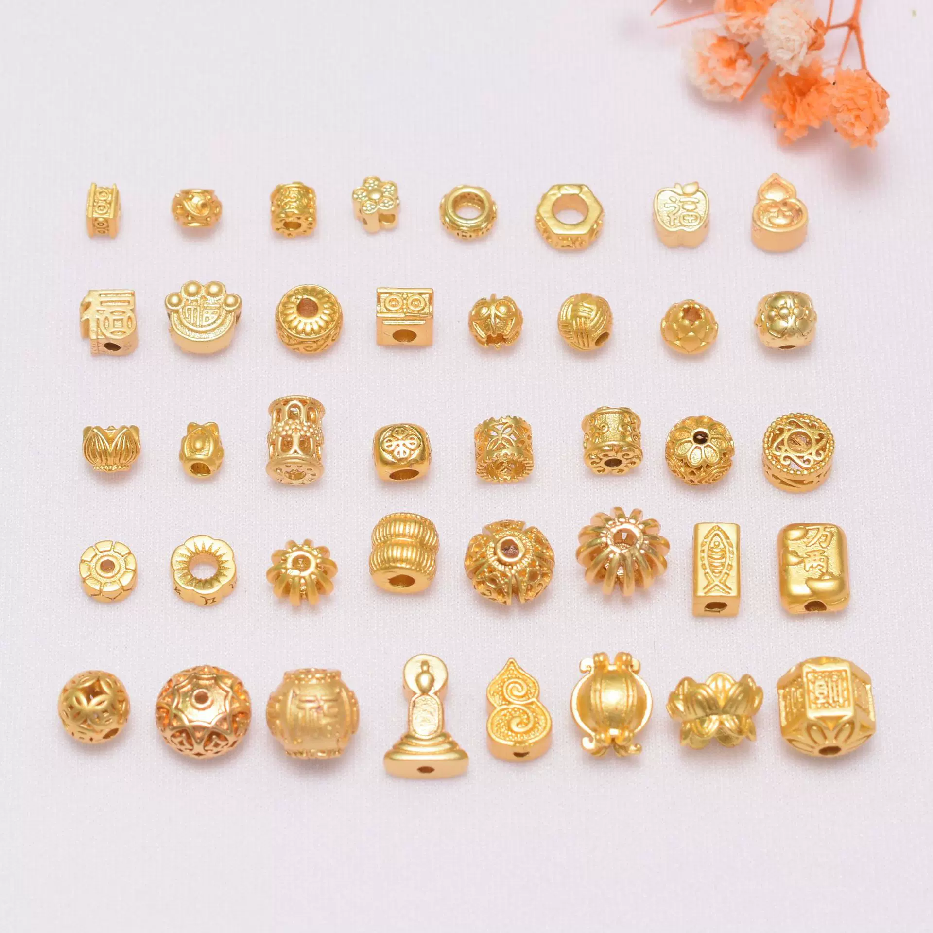 保色古法金隔珠福字莲蓬葫芦散珠串珠diy手工编绳手链项链饰品珠