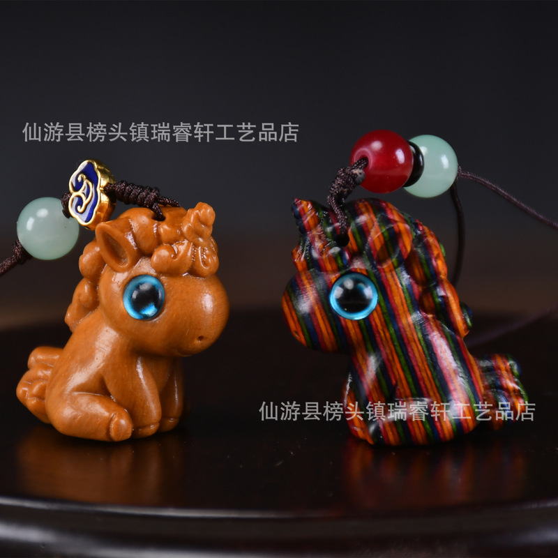 檀木创意可爱挂饰绿檀萌趣小老虎手机链女生包包动物小挂件饰品挂|undefined