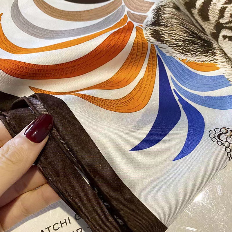 Pañuelo estampado para mujer estilo francés bufanda cuadrada_voghion.com
