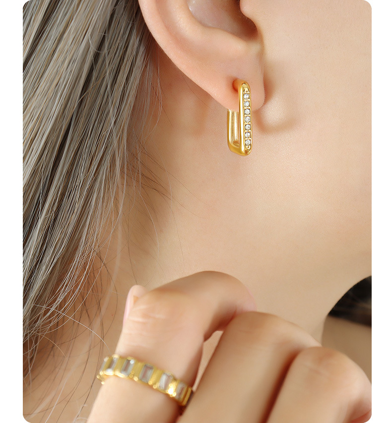 Exquisite And Elegant Niche Design Geometric Earrings Made Of Titanium Steel With Gold Plating And Zircon Inlay European And American Fashion Earrings_voghion.com