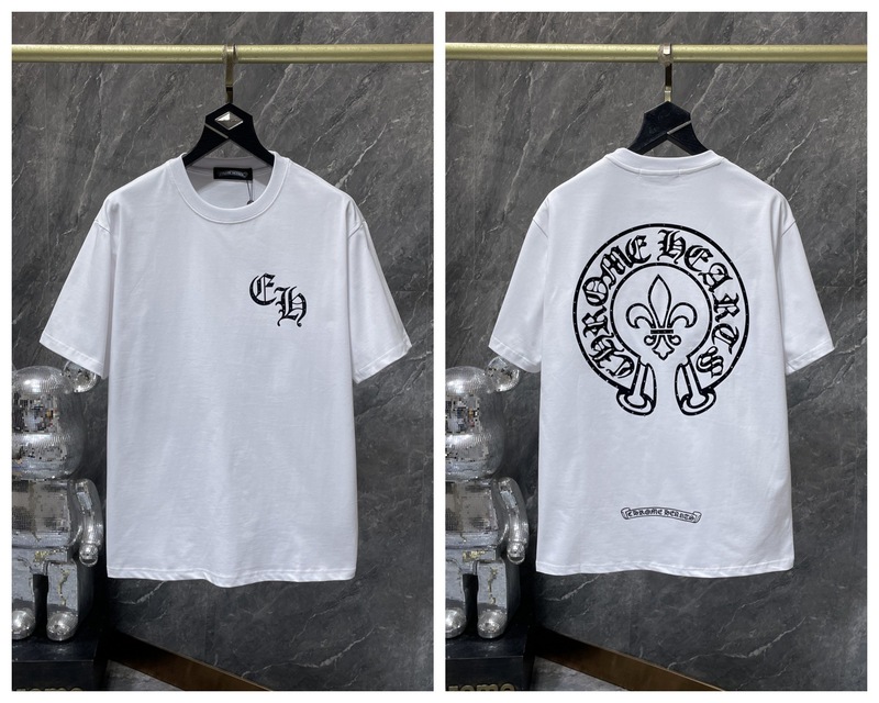 24クロスボーダートレンディブランドCh Crow*Horseshoe SanskritラウンドネックTシャツ半袖万能男女Tシャツスポット卸売|undefined