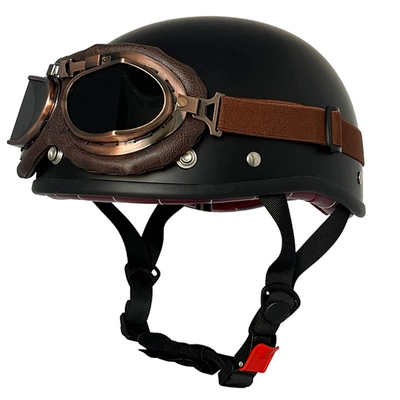 helmet men's and women's half, Motosiklet kaskı (dəbilqə) - matte-black-copper-mirror-m