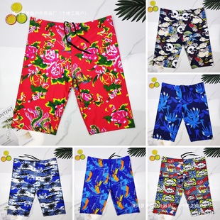 Men's Swim Briefs Trendy Northeast Floral Boxer Anti-Embarrassment Plus Size Quick-Dry Hot Spring Gear Factory Direct Sale