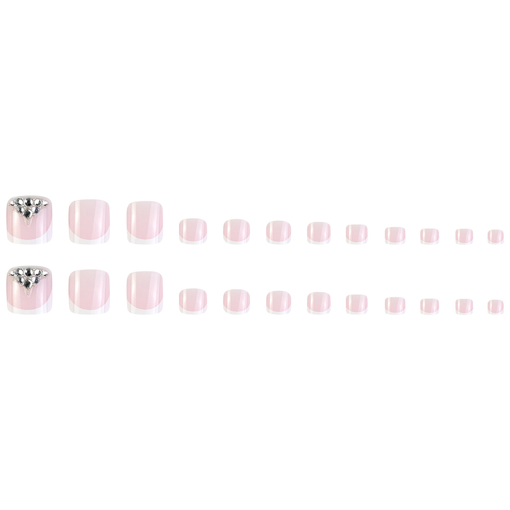 Comercio extranjero venta caliente desgaste de uñas europeas y estadounidenses puros quieren diamante blanco estilo francés uñas de los pies removibles parches de uñas de los pies image 6