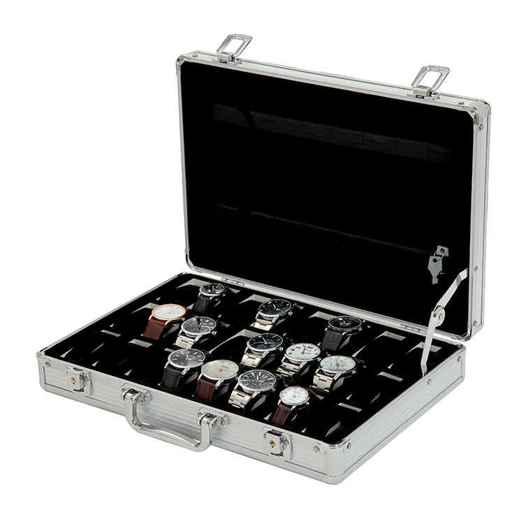 Wholesale In-Stock 24-Slot Aluminum Watch Storage Display Case Box with Watch Strap Box and Street Stall Supplies